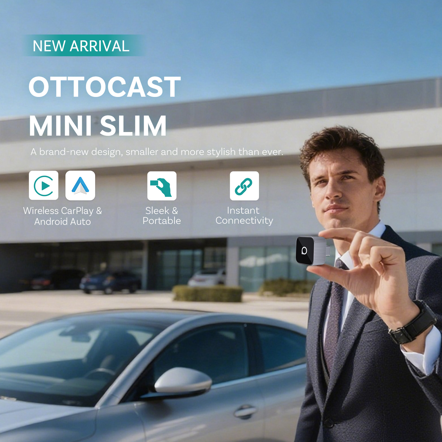 Bluetooth Adapter Receiver - Ottocast Mini mince sans fil CarPlay
