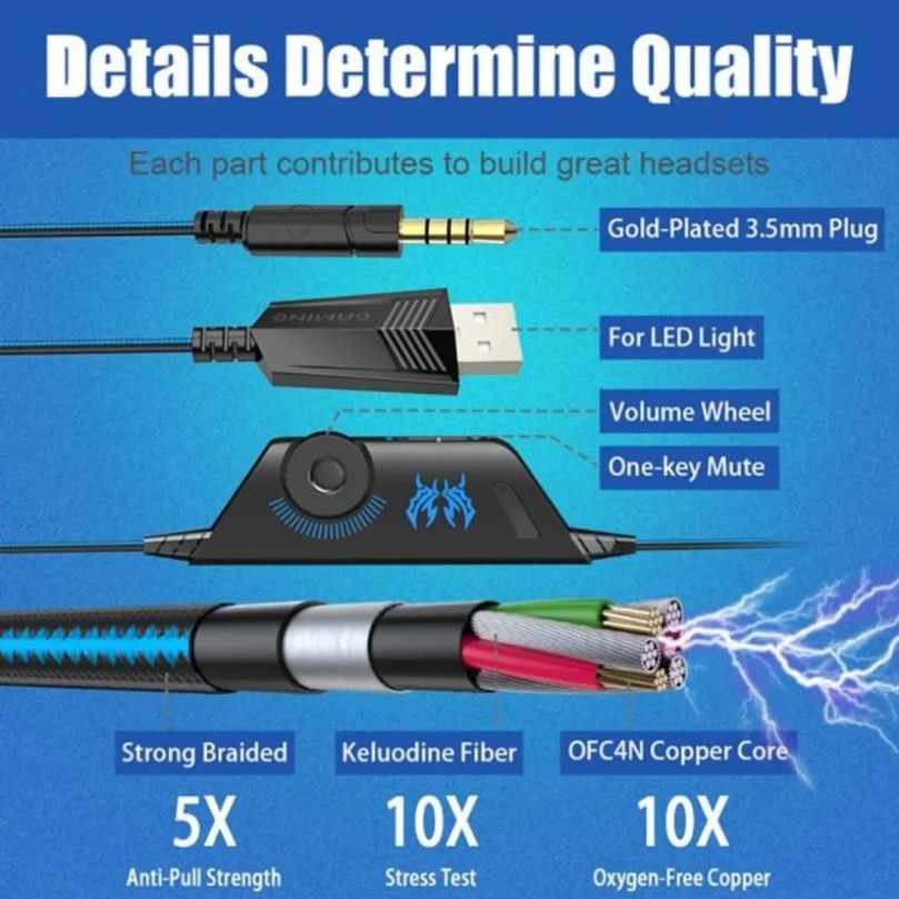 Casque de jeu filaire stéréo à - Wired Earphone Mic avis et prix